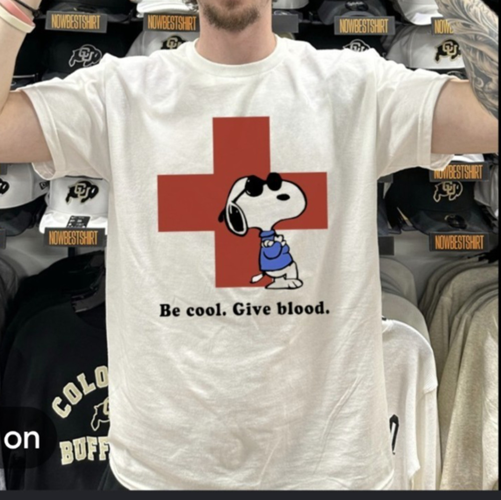 American Red Cross Blood Drive Peanuts Large T Shirt #824